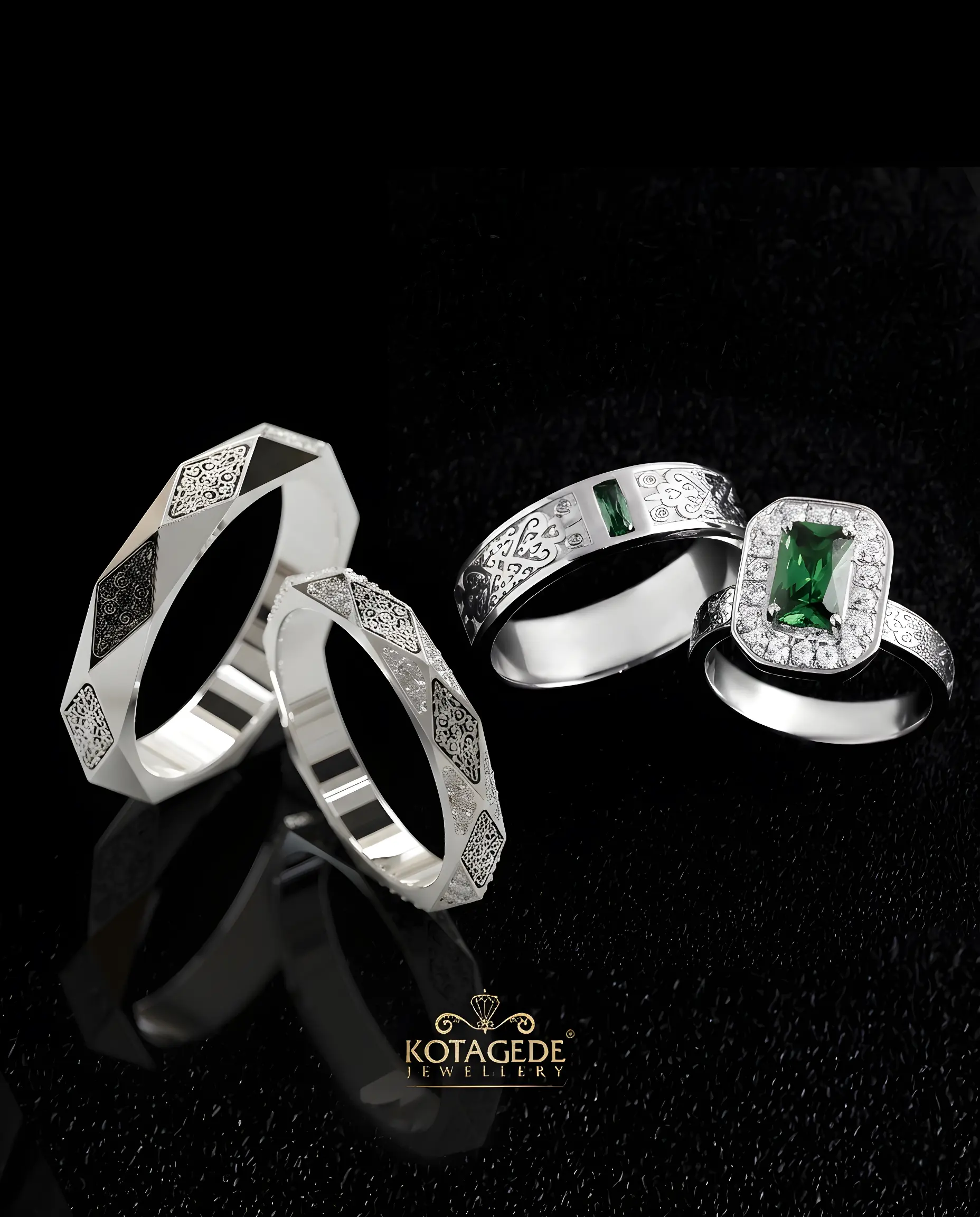 Cincin Nikah Nusantara Series Motif Borneo Dayak Perisai Kotagede Jewellery