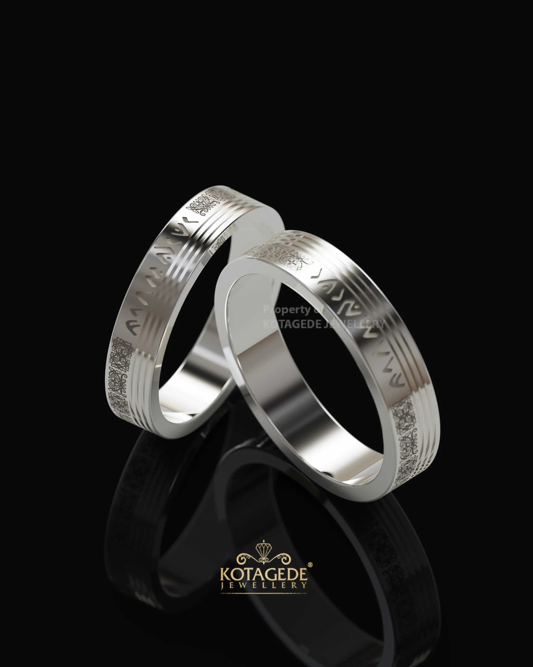 Cincin Nikah Nusantara Series Motif Borneo Tengkawak Ampiek Kotagede Jewellery
