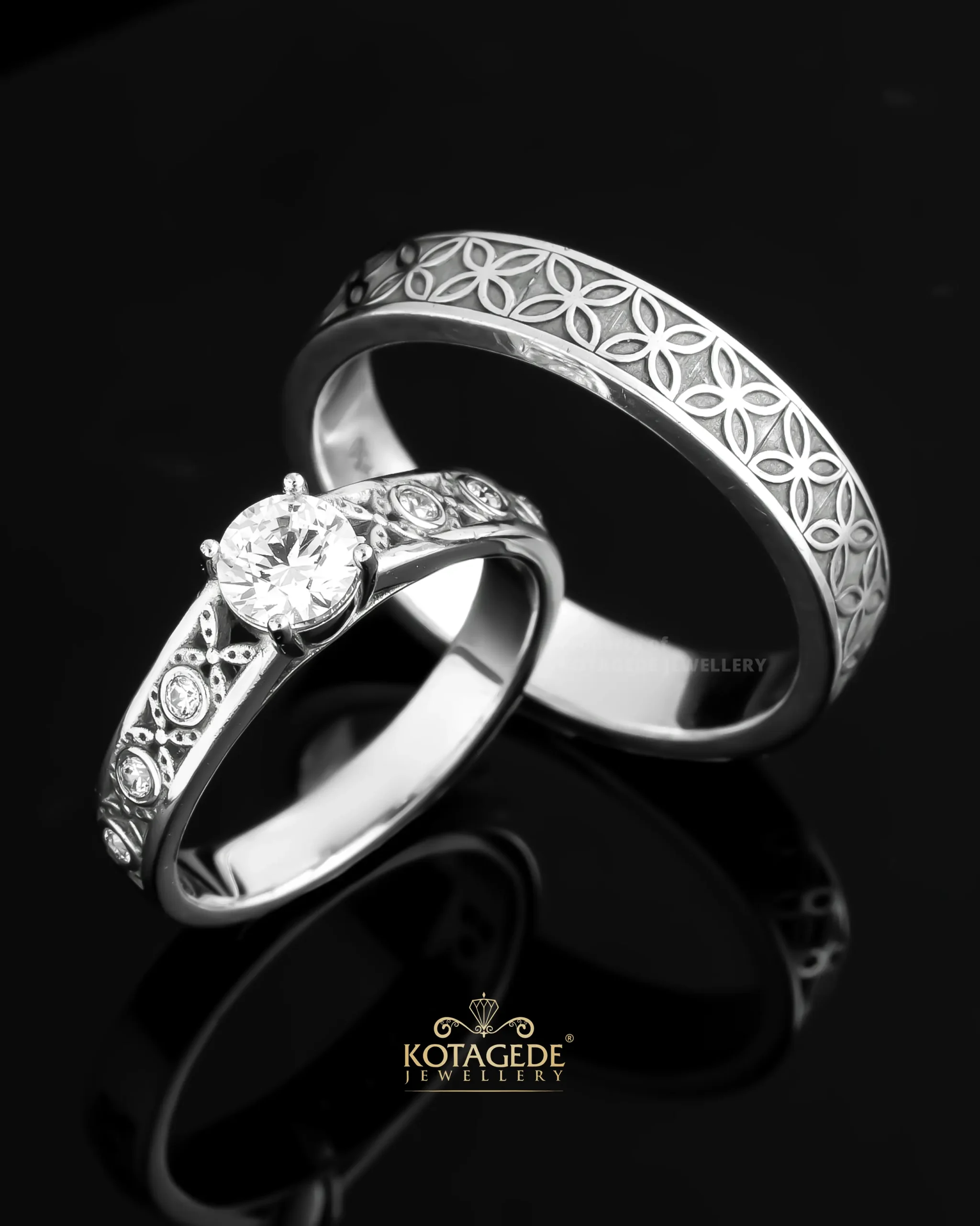 Cincin Nikah Nusantara Series Motif Jawa Batik Kawung Kotagede Jewellery