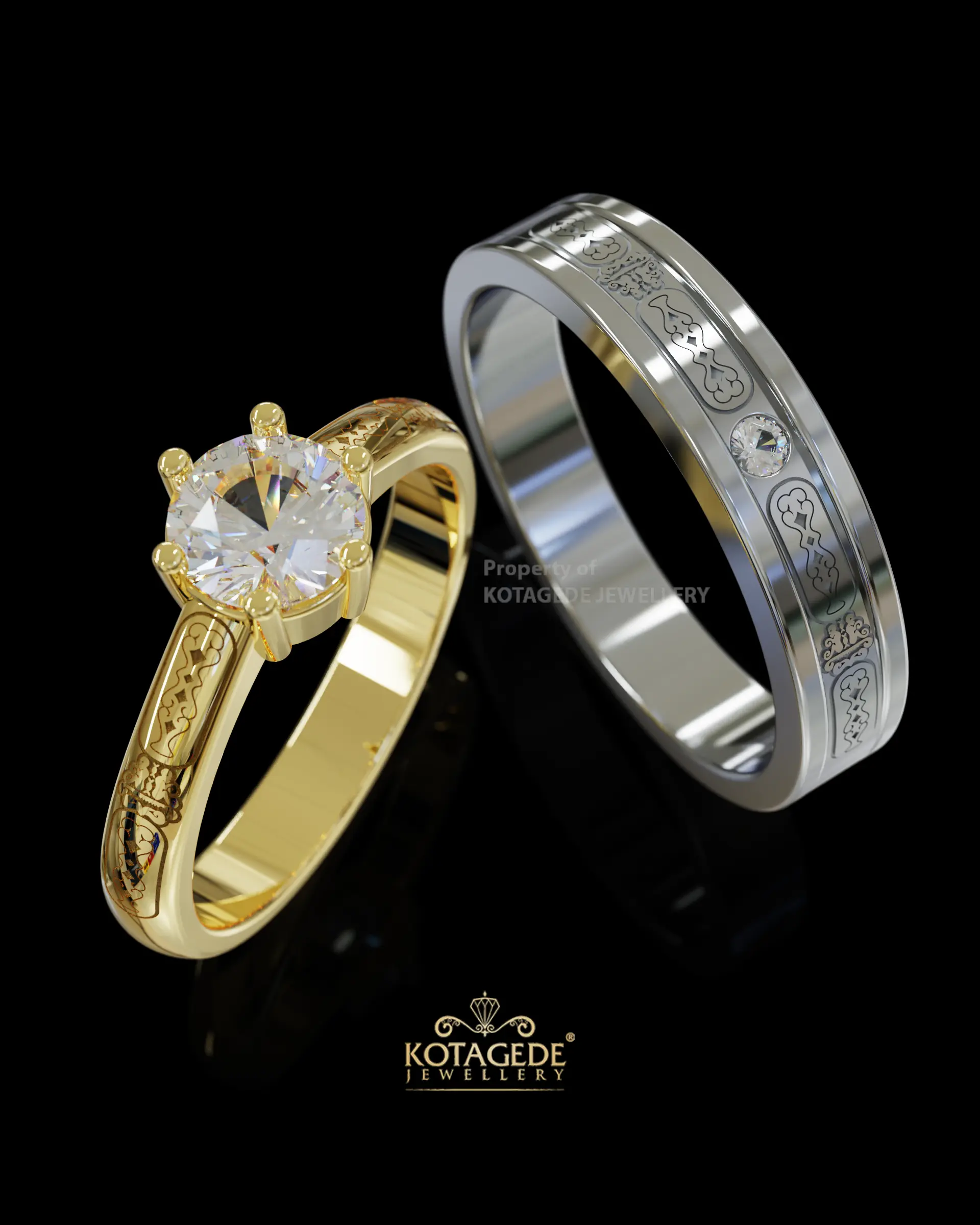 Cincin Nikah Nusantara Series Motif Papua Batik Asmat Kotagede Jewellery