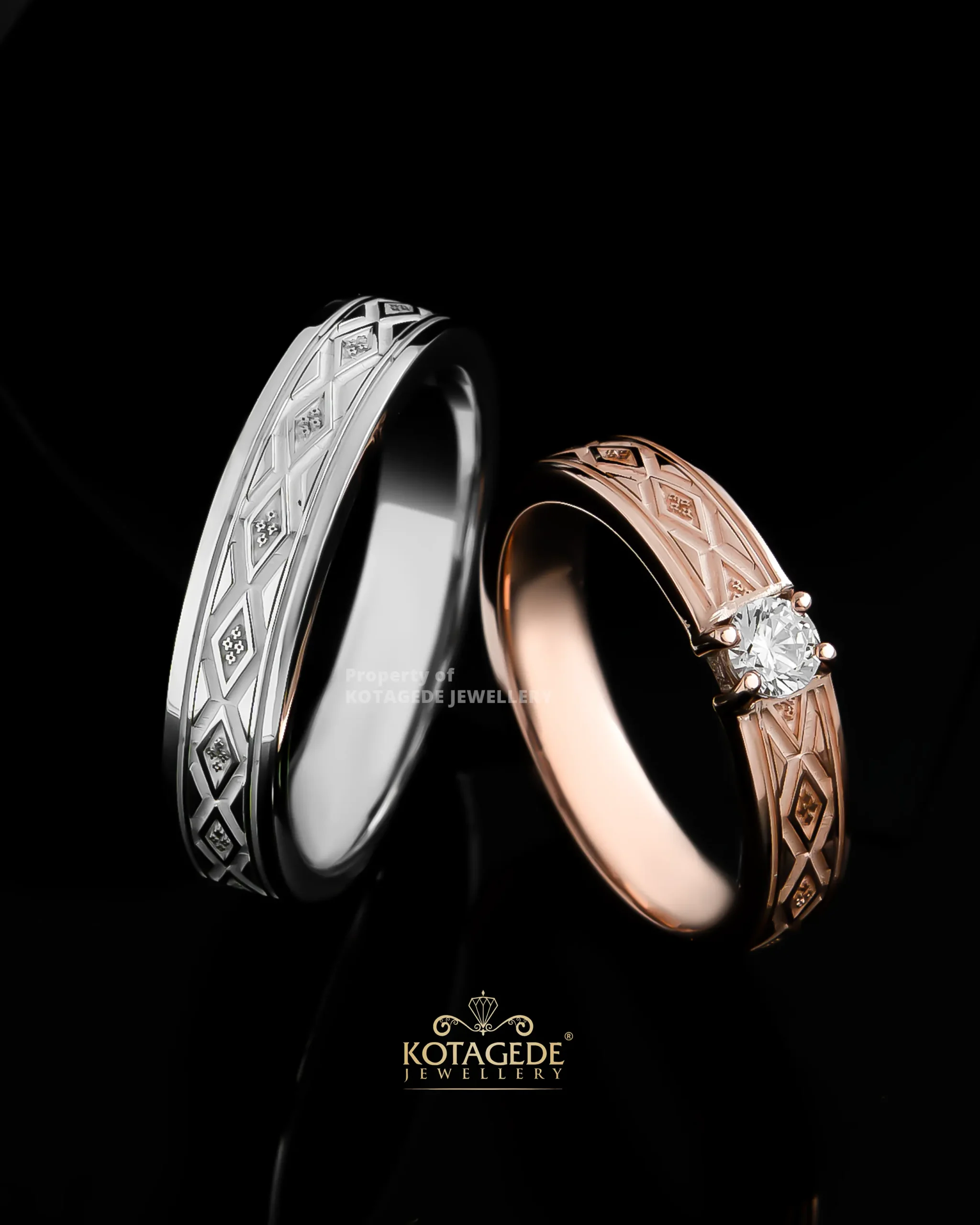 Cincin Nikah Nusantara Series Motif Sumatra Ulos Ragi Hotang