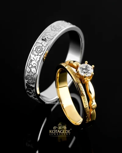 Cincin Nikah Nusantara Series Motif Bali Sabuk Prada Kotagede Jewellery