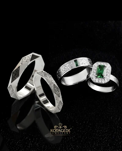 Cincin Nikah Nusantara Series Motif Borneo Dayak Perisai Kotagede Jewellery